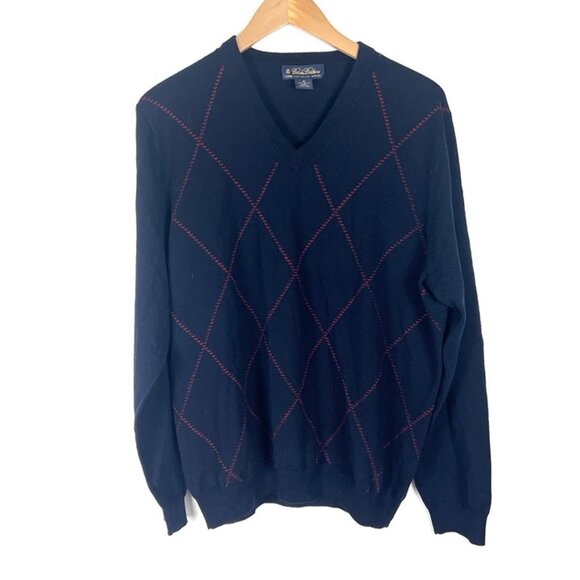 Brooks Brothers Extra Fine Italian Merino Wool Sweater sz M Argyle Pull Over - Picture 1 of 6